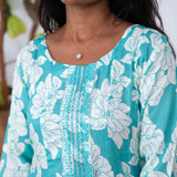 Blue mini floral anarkali kurti