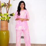 Pink marble cotton lounge-sleep wear