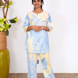 Blue marble cotton lounge-sleep wear