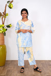 Blue marble cotton lounge-sleep wear