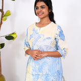 Blue marble cotton lounge-sleep wear