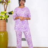 Lavender dahlia cotton lounge-sleep wear