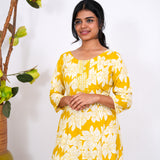 Mustard mini floral anarkali kurti