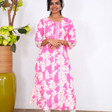 Pink mini floral anarkali kurti