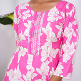 Pink mini floral anarkali kurti