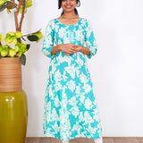 Blue mini floral anarkali kurti