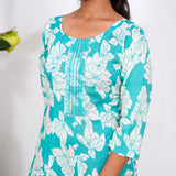 Blue mini floral anarkali kurti