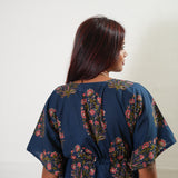 Midnight blue floral cotton kaftan
