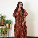 Brick brown cotton kaftan