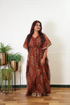 Brick brown cotton kaftan