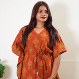 Rust orange pomegranate cotton kaftan