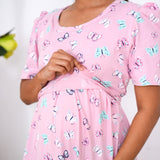 Baby pink butterfly maternity nursing wear