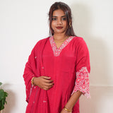Fuschia mul chanderi suit set