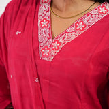 Fuschia mul chanderi suit set