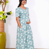 Sea green dahlia maternity nursing wear