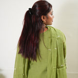Pastel green mul chanderi suit set