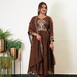 Chocolate mul chanderi suit set