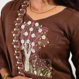 Chocolate mul chanderi suit set