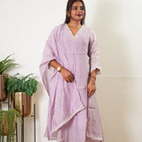Lavender mul chanderi suit set