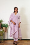 Lavender mul chanderi suit set
