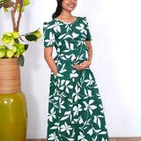 Bottle green floral maternity nursing wear