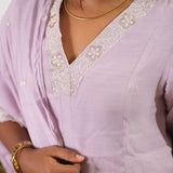 Lavender mul chanderi suit set