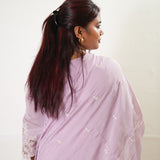 Lavender mul chanderi suit set
