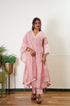 Pastel pink mul chanderi suit set