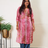 Pink mul chanderi kurta