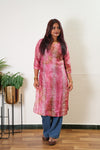 Pink mul chanderi kurta