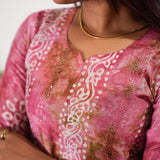 Pink mul chanderi kurta