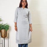 Lavender stripes linen kurta