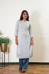 Lavender stripes linen kurta