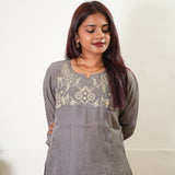 Grey mul chanderi midi dress
