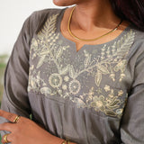 Grey mul chanderi midi dress