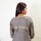 Grey mul chanderi midi dress