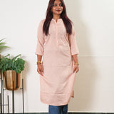 Caramel stripes linen kurta