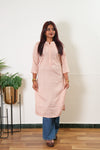 Caramel stripes linen kurta