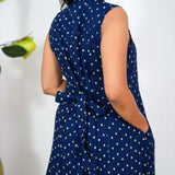 Royal blue cotton shirt dress(attached sleeves)