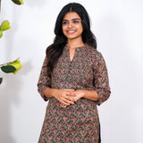 Green with pink cotton kurti