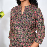 Green with pink cotton kurti