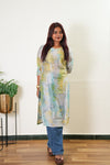 Powder blue mul chanderi kurta