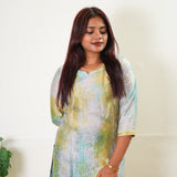 Powder blue mul chanderi kurta