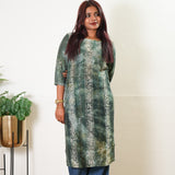 Olive green mul chanderi kurta