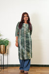 Olive green mul chanderi kurta