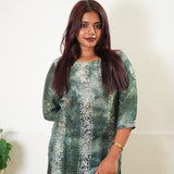 Olive green mul chanderi kurta