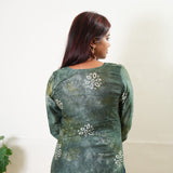 Olive green mul chanderi kurta