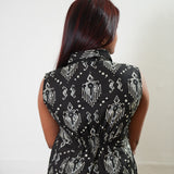 Black chandelier cotton shirt dress (attached sleeves)