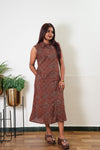 Maroon diamond ajrakh cotton shirt dress (attached sleeves)
