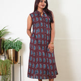 Maroon polka cotton shirt dress (attached sleeves)